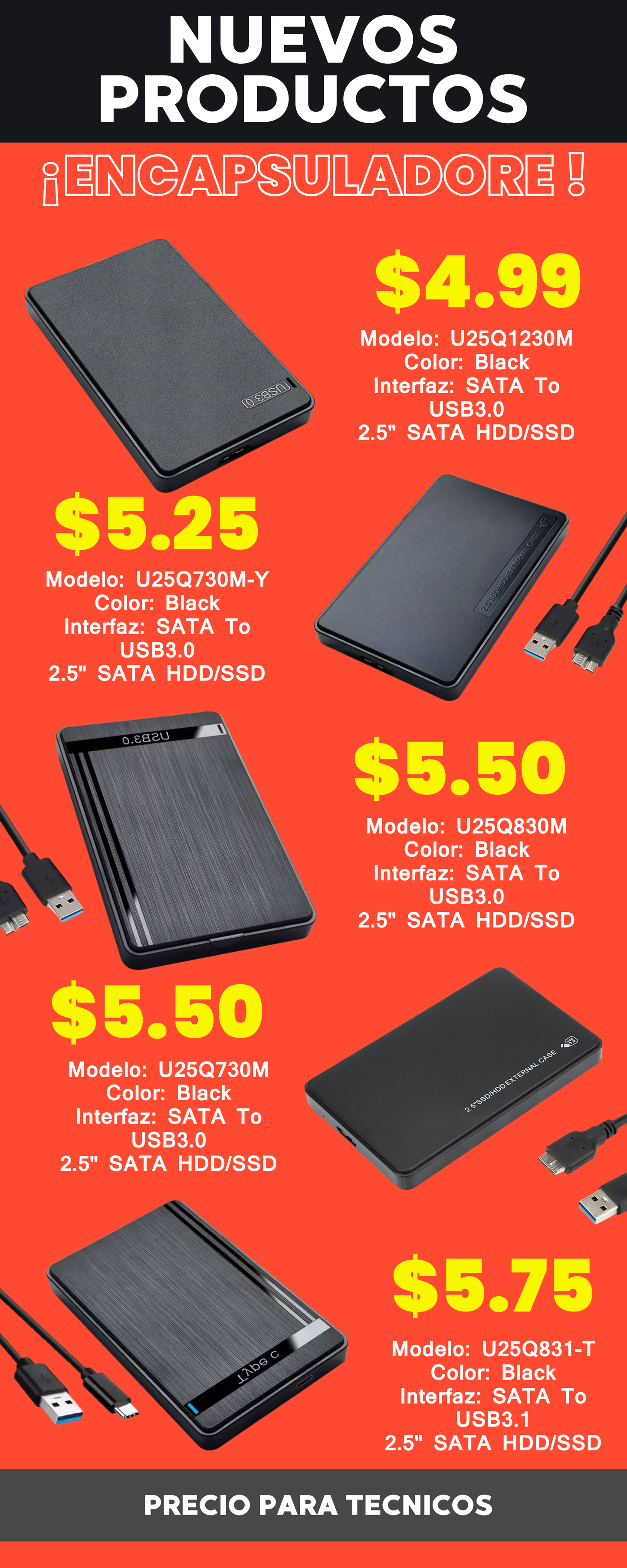 ENCLOUSER Modelo: U25Q830M (USB 3.0)