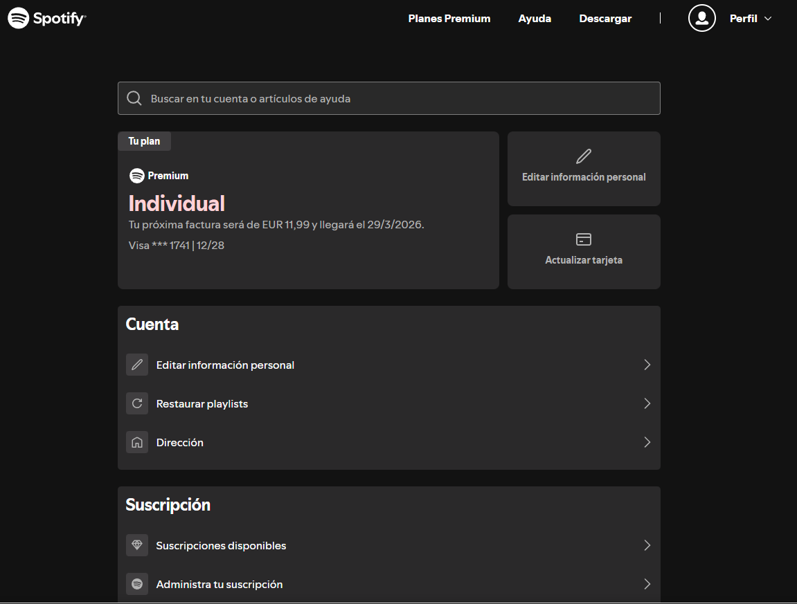Spotify Premium Individual 1 Months Account - Suscripción Premium Individual - Cuenta de España Global